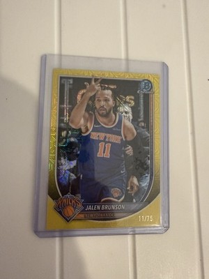 2025 Bowman Chrome Jalen Brunson Yellow Mojo JERSEY MATCH 11/75 BCV-62 Champions