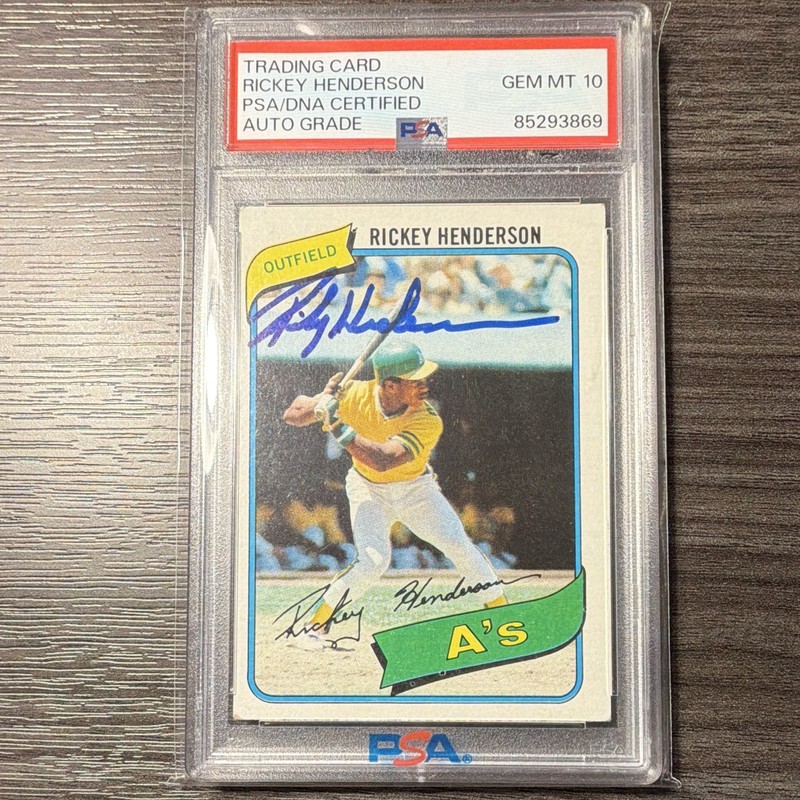 Topps 1979 Topps #482 Rickey Henderson Auto PSA Gem MT 10 PSA/DNA #85293869