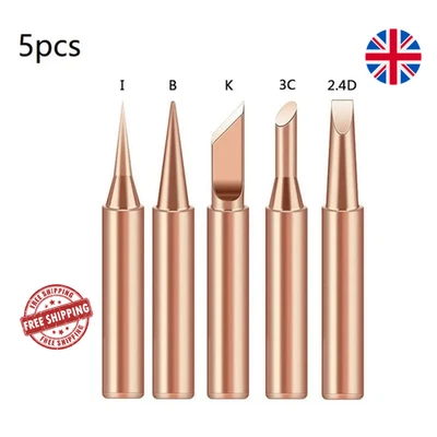5pcs 900M Copper Soldering Iron Tips Set for 936 937 Rework Station UK - Image 1 of 4
