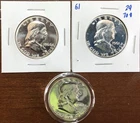 Franklin 90% Proof Silver Half Dollar 50c Lot of 3: 1960-P, 1961-P, 1962-P