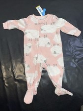 Carter's Girls Warm Fleece Zipper Closure Long Sleeves Footie Pajama 6m