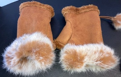 Fingerless Fingerless Gloves Womens Faux Suede Fur Hand Warmers Lace Up