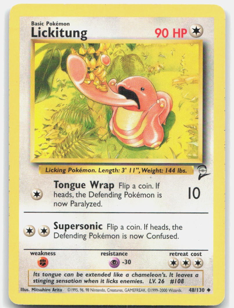 LICKITUNG 48/130 UNCOMMON Base Set 2 Pokemon MP