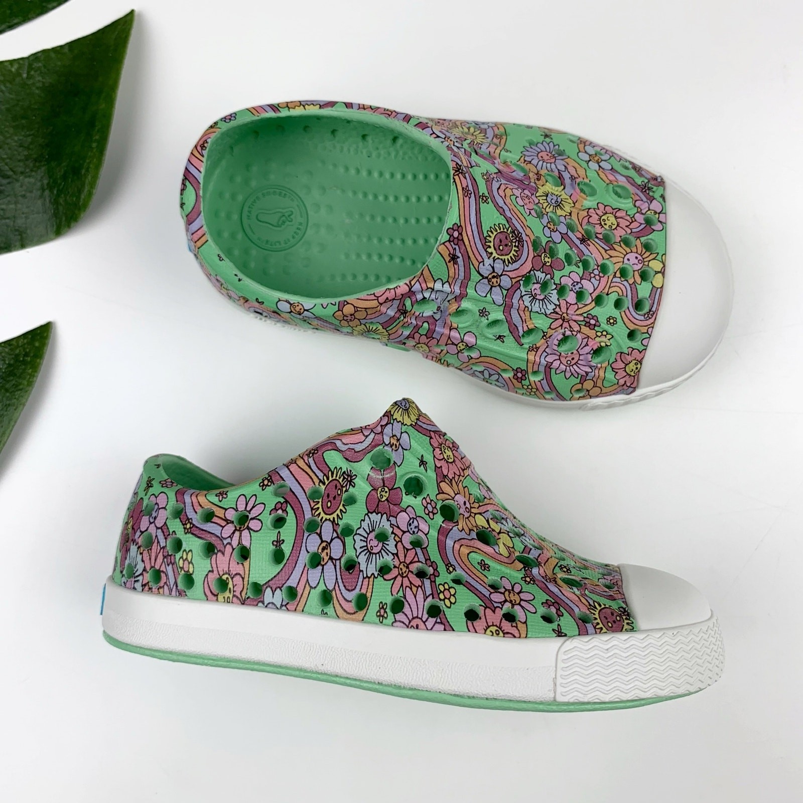 Green Floral Sandals Kids Toddler C4