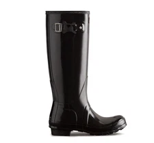 WFT1000RGL Hunter Boots Women's Original Tall Gloss Pull On Rain Boot - Black 10