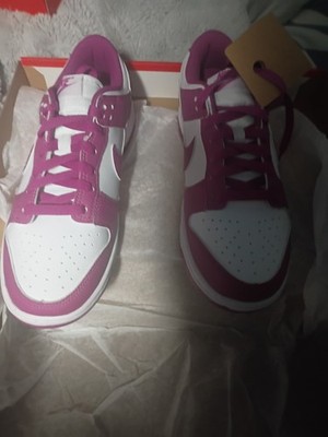 Nike Dunk Low White Pink Leather Low Top Unisex Athletic Sneakers