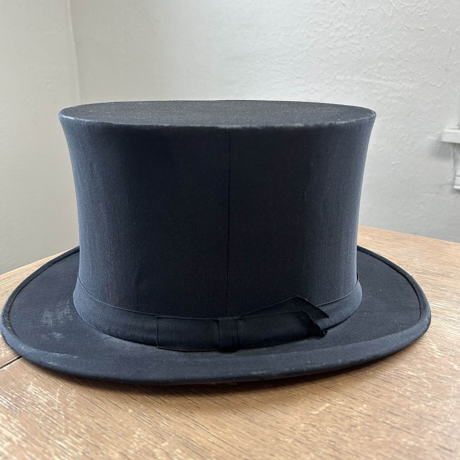 VTG Antique Collapsible Top Hat Silk Faille Opera Hat Size 7 1/4 by Chestergate