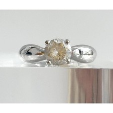 Cubic Zirconia Solitaire Tapered Shank 925 Sterling Silver Vintage Ring - sz 5