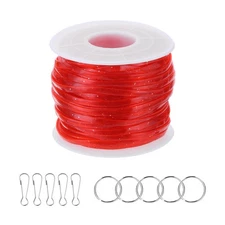 Lanyard String Kit, Glitters Lacing Cord with Accessories, Red
