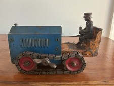 Antique Structo pressed steel wind-up crawler tractor 1920s