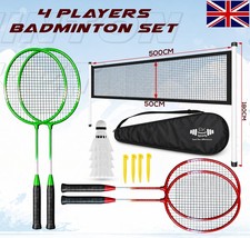 Professional 4 Player Badminton Set Racket Shuttlecock Outdoor Pole Garden Game