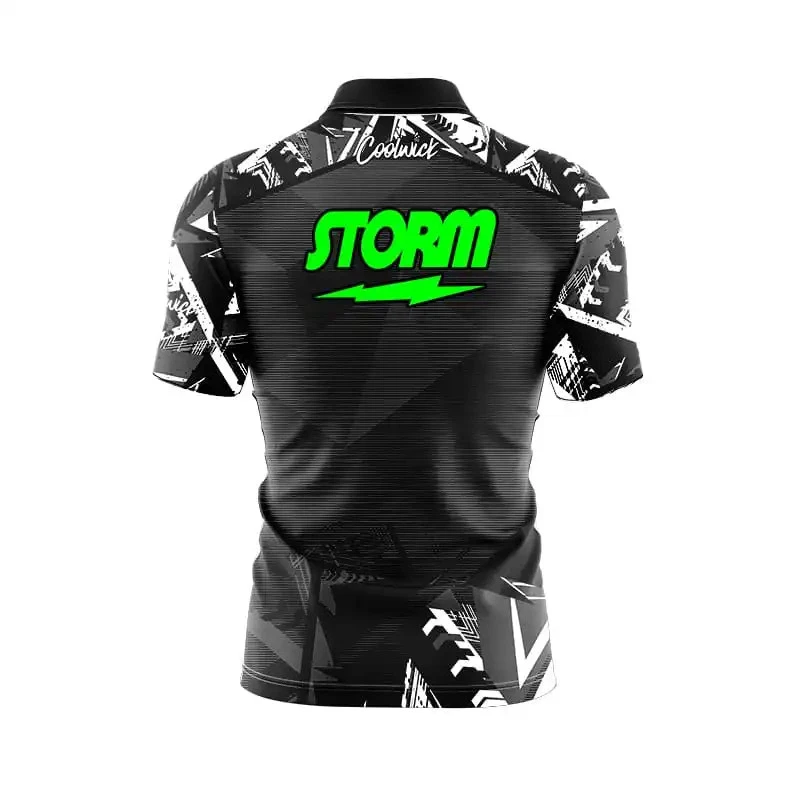 Storm Triangle Burst Quick Ship CoolWick Sash Zip Bowling Jersey