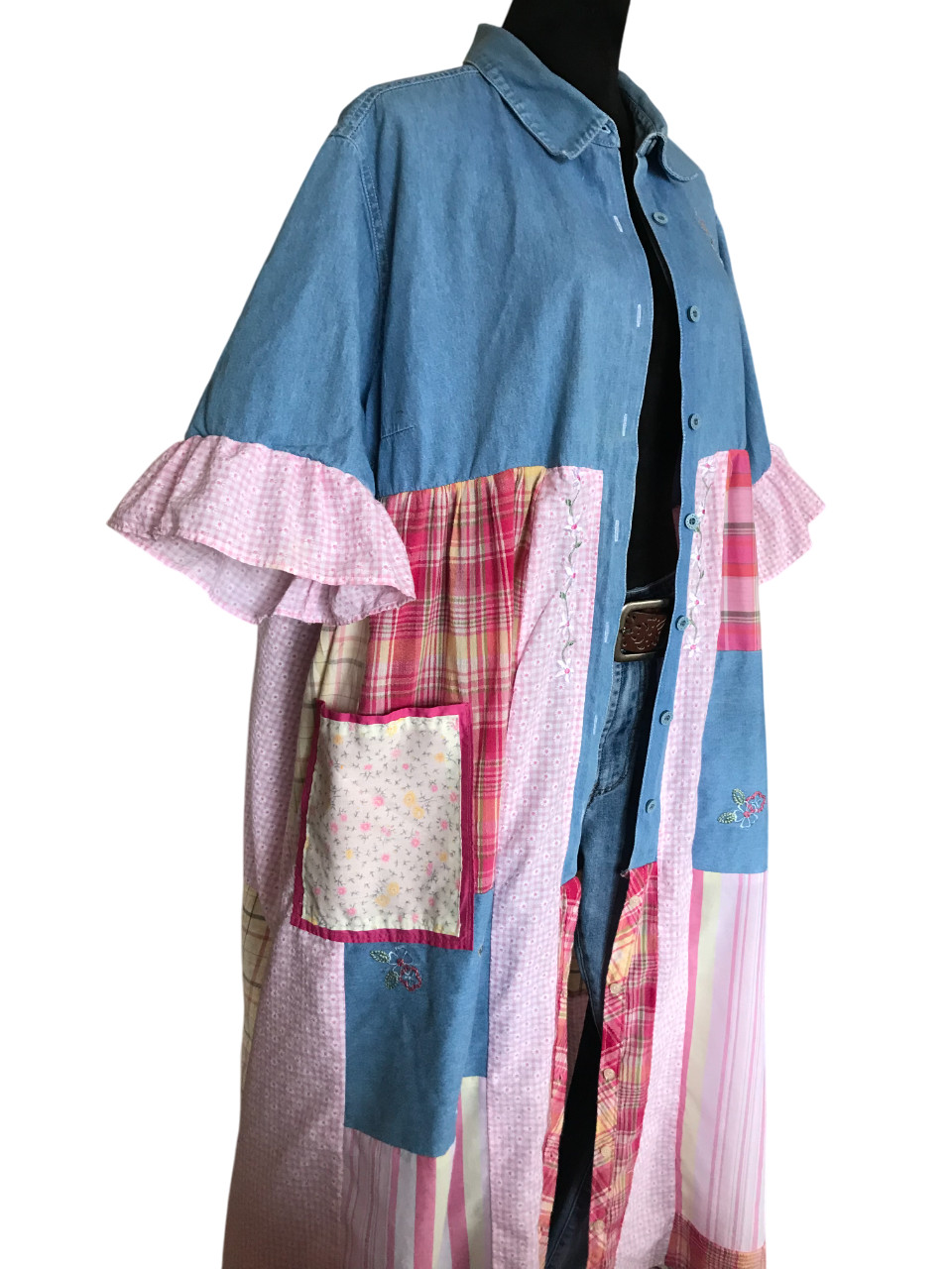 Upcycled Spring Maxi Duster, Handmade Patchwork B… - image 3