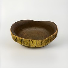 Turned Live Edge Pine Wood Bowl Rustic Handmade Natural Grain 9.5  