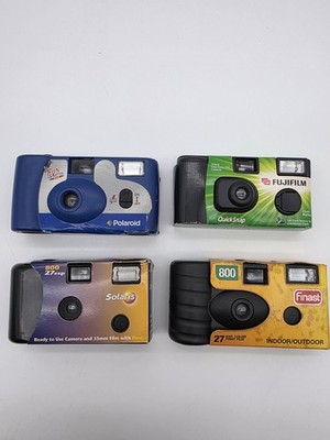 Lot of 4 Vintage Disposable 35mm Cameras Fujifilm Polaroid Solaris Finast 27 Exp