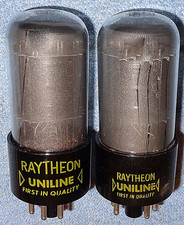 2 Raytheon 6K6GT Vacuum Tubes Vintage 8.5-Watt Audio Pentodes for AM Radios