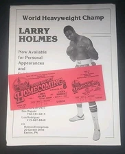 Larry Holmes Homecoming Ticket - Mar 27 1983 W/ Appearance Flyer Vintage Boxing