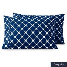 Double Brushed Microfiber Pillowcase Set 2-Piece Standard Queen Navy
