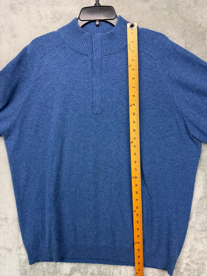 Suéter Kinross Cashmere Para Hombre XXL Azul 1/4 Cremallera Pullover 100% Cachemira Foto 4 de 4