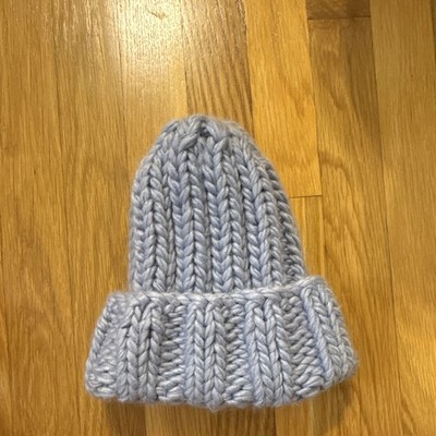 Women Gray Ribbed Knit Cuffed Beanie Hat Acrylic One Size Casual Solid