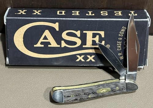 2024 CASE XX PEANUT WITH BLACK CURLY OAK WOOD SMOOTH HANDLES NIB