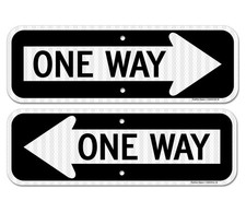 Way Sign with Arrow, 2-Pack 18x6 Inches Engineer Reflective Rust Aluminum, We...