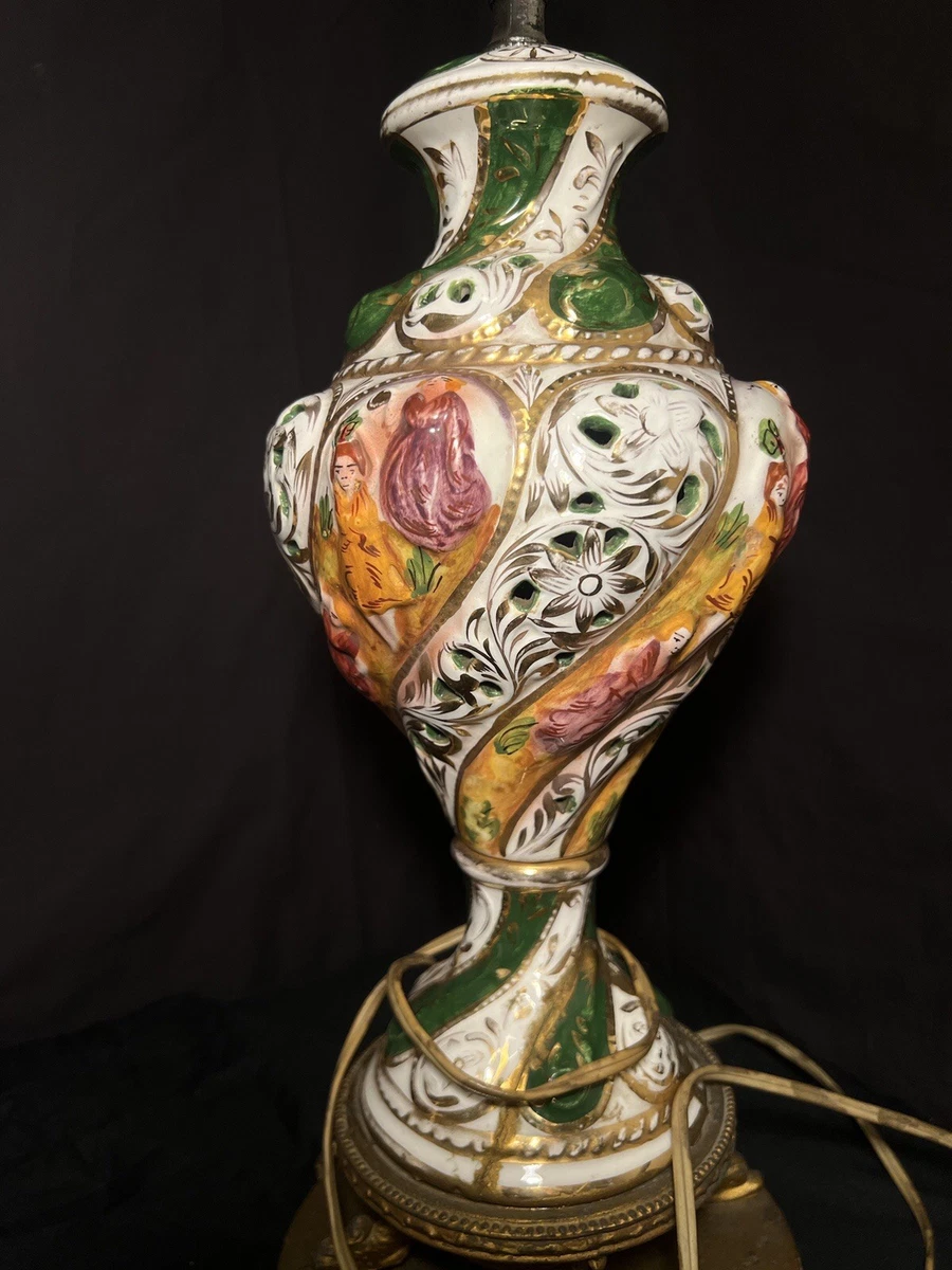 希少　カボティモンテ アール・ヌーヴォー アンティークランプ イタリア製 陶器 Capodimonte Table Lamps Indiana Antique Lamps for sale | eBay