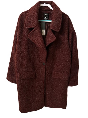 NEW Disturbia Womens Size 16 Rhodanthe Bouclé Oversized Burgundy Coat Size 20 UK - Picture 4 of 12