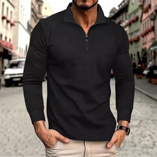 Men's Business Casual Polo Long Sleeve T-shirt spring and autumn Twill jacquard