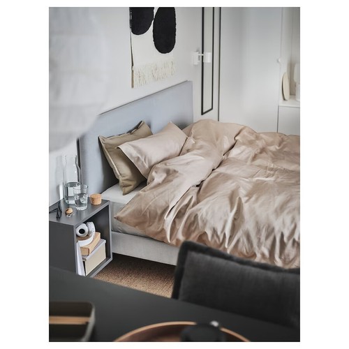 IKEA LUKTJASMIN Bettwäsche Set ✨ Kopfkissen + Decke ✨ grau beige ✨ seidig ✨ NEU - Bild 10 von 10