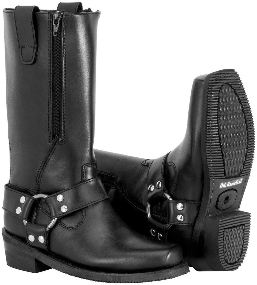 NOS RIVER ROAD 098432 ZIPPER HARNESS BOOTS BLACK SIZE WOMENS 7.5