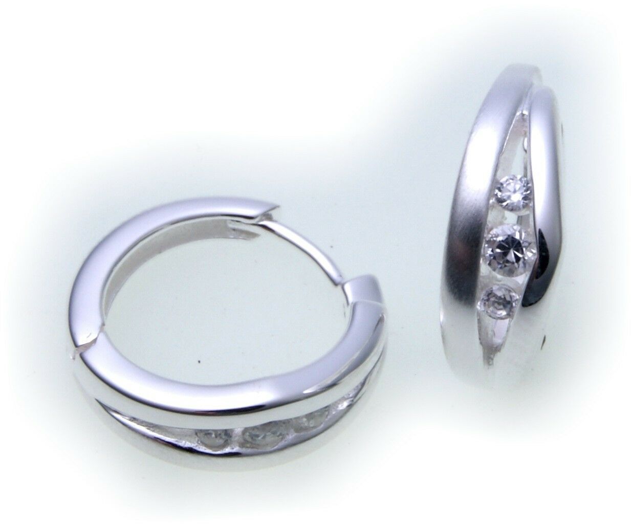 Noble Women's Earrings Clip Hoops Zirconia Silver 925 Quality Sterling Silver