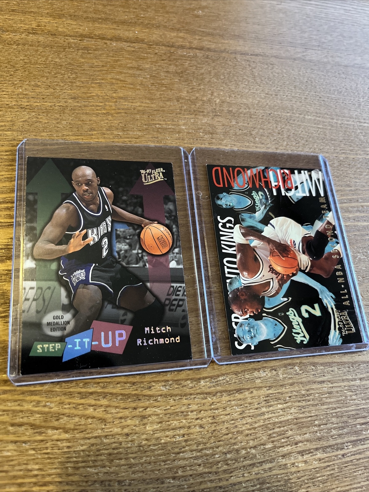 MITCH RICHMOND 1994 Ultra ALL NBA #9 & 1996 Step-It-Up GOLD MEDALLION #G284 (b2)