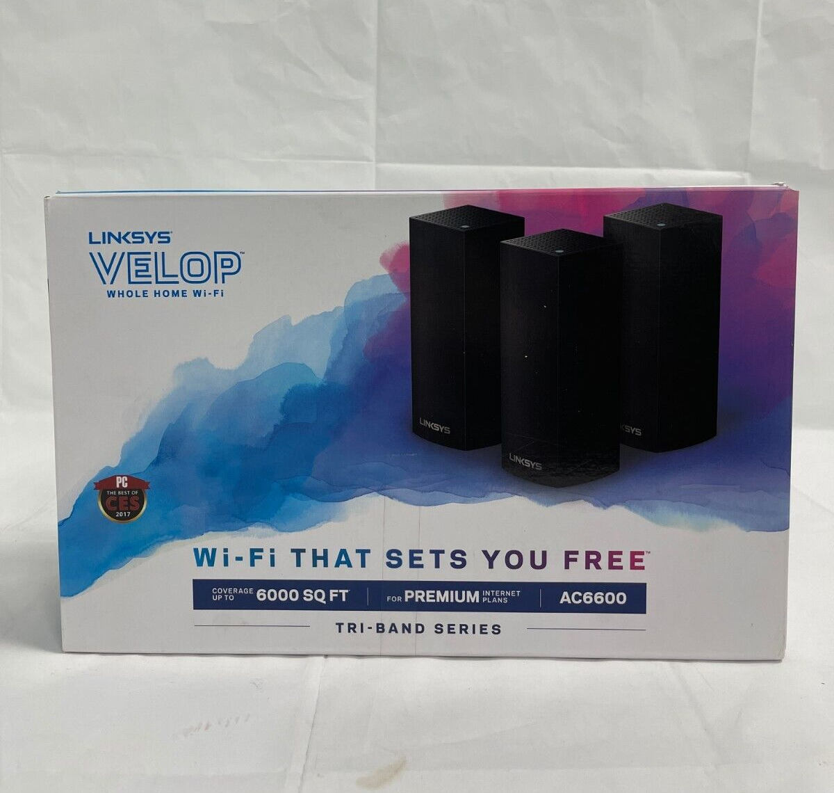 Linksys WHW0303B Velop AC6600 Tri-Band Mesh WiFi System - Black (3 