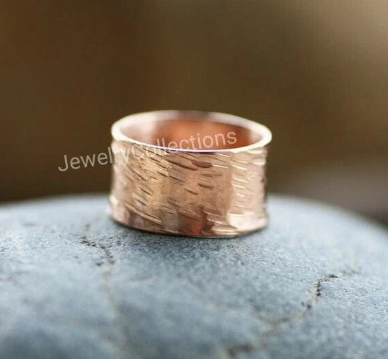 Pure Copper Ring Hammered Copper Band Ring Handmade Solid Copper Men's Ring B97 - Image 2 of 4