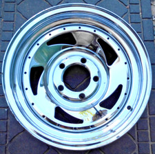 1994 AWC CHROME 14" x 6" SAWBLADE STEEL WHEEL. 5 LUG x 4.5" bp. MADE IN USA.