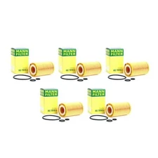 Mann Set of 5 Cartridge Engine Oil Filters Kit For Freightliner Mercedes