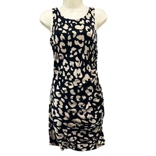 Jay Godfrey Silk Mini Sheath Dress Black Cream Animal Print Sleeveless Size 6