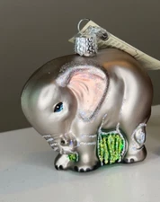 Old World Christmas Baby Elephant Glass Blown Ornament 12576 NWT