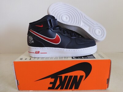 WMNS NIKE AIR FORCE 1 07 MID OBSIDIAN BLUE-UNI RED-WHITE SZ 6