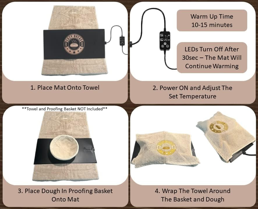 Cozy Bread Warming Mat/ Thermostat Controlled Portable Bread Proofer