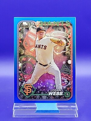 Logan Webb 2024 Topps Holiday Baseball Blue Metallic Glitter SP   Giants