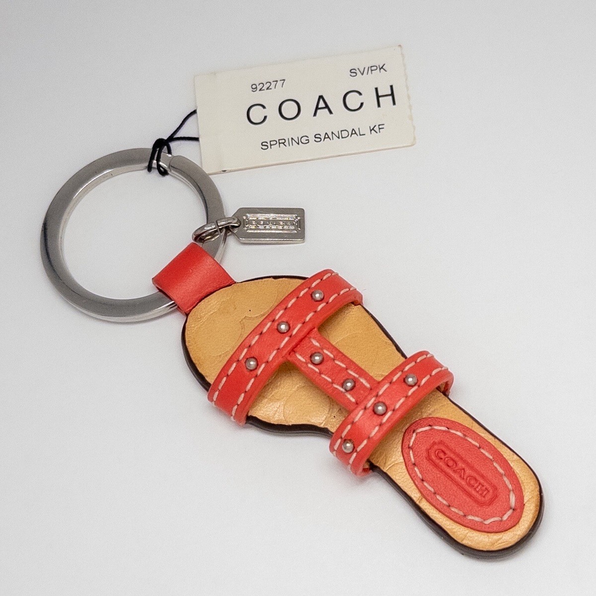NWT Vintage Coach Spring Leather Sandal Key Ring Keychain Bag