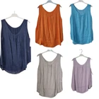 New Italian Ladies Sleeveless Lagenlook Casual Cotton Summer Vest Top Plain