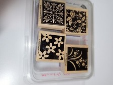 Stampin' Up Rubber Stamp Set of 4-Mostly Flowers -Vintage-EUC