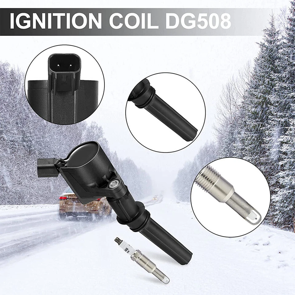 Paquete de 8 bujías y 8 bobinas de encendido DG508 para Ford F-150 Lincoln 4,6 L 5,4 L Foto 4 de 4