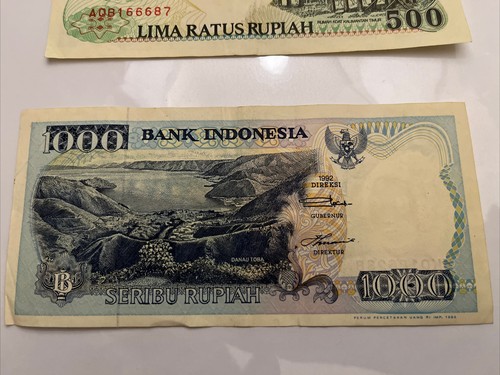 2 CRISP BANKNOTE NOTES OF INDONESIA DATED 1992 - 500 & 1000 Rupiah - Picture 2 of 8