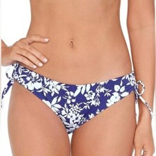 NWT Raisins Luna Side Tie Bikini Bottoms Blue Hawaiian Floral Navy Size XL