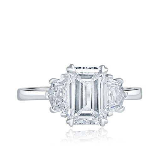 3 pierres bague diamant émeraude cultivée en laboratoire certifiée IGI 2,45 TCW F-VS1 or 14 carats - Photo 4 sur 11