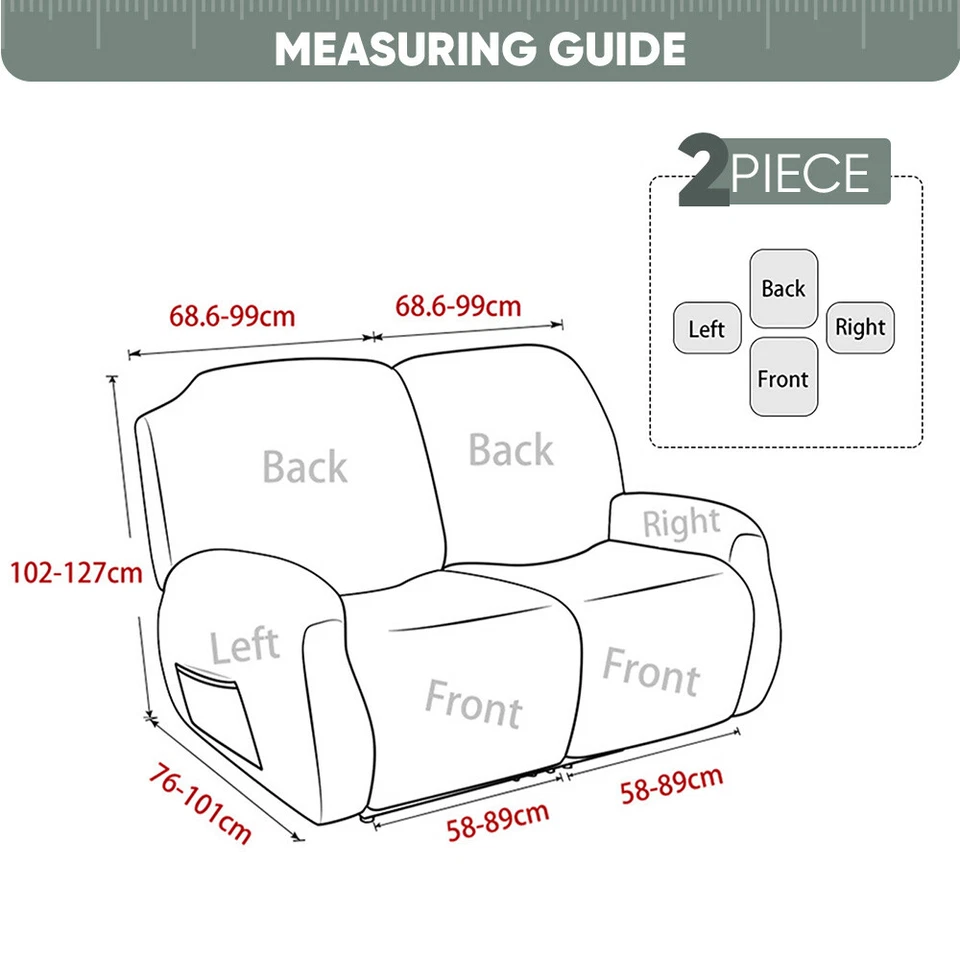1/2/3 Seater Elastic Recliner Sofa Cover Stretch Armchair Covers Couch Slipcover - Image 4 of 4